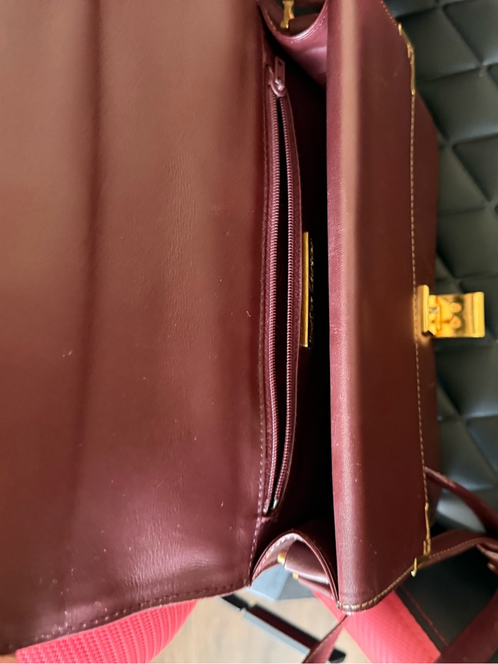 Cartier Burgundy Leather Envelope Crossbody with Gold Hardware - Picture 6 of 7
